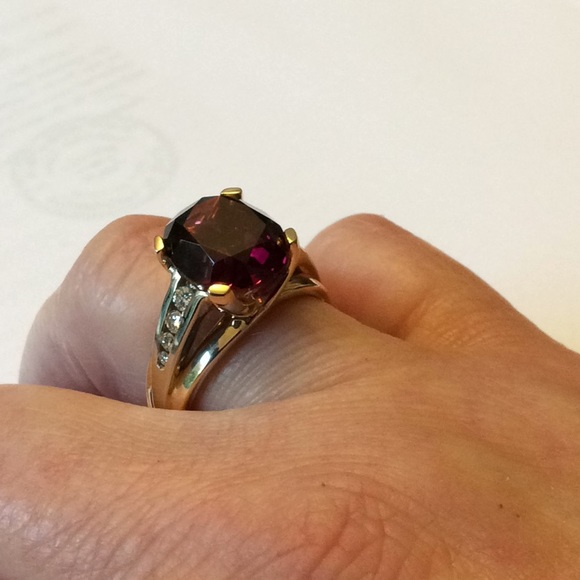 FINAL SALE PRICE HUGE 14K Rhodolite Garnet & Diamond Ring - Picture 6 of 13
